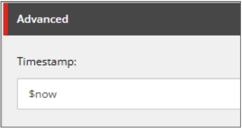 Sitecore field showing Timestamp set to $now
