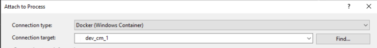 Screenshot of the 'Attach to Process' dialog box, a common developer tool for debugging.