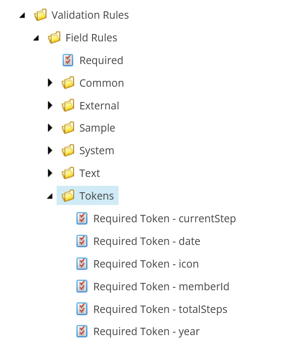 Sitecore content tree showing Validation Rules