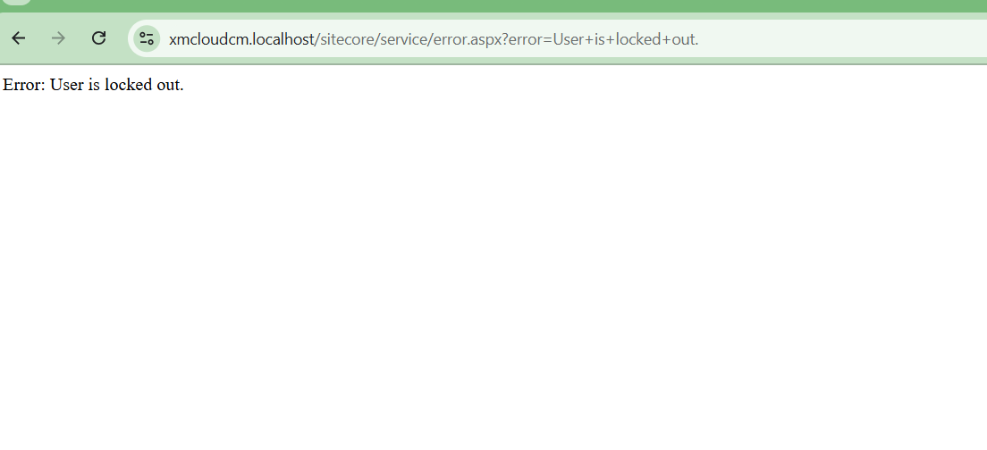 itecore XM Cloud local error page displaying 
