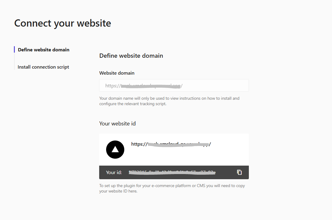Sitecore Send interface showing website domain and ID setup