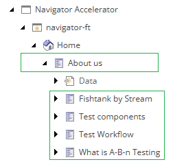 Sitecore content tree showing items under 