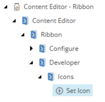 Sitecore Content Editor ribbon path showing the 'Set Icon' option.