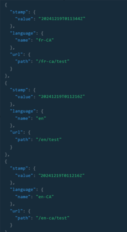 GraphQL query results showing