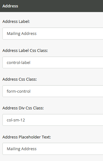 Form field settings