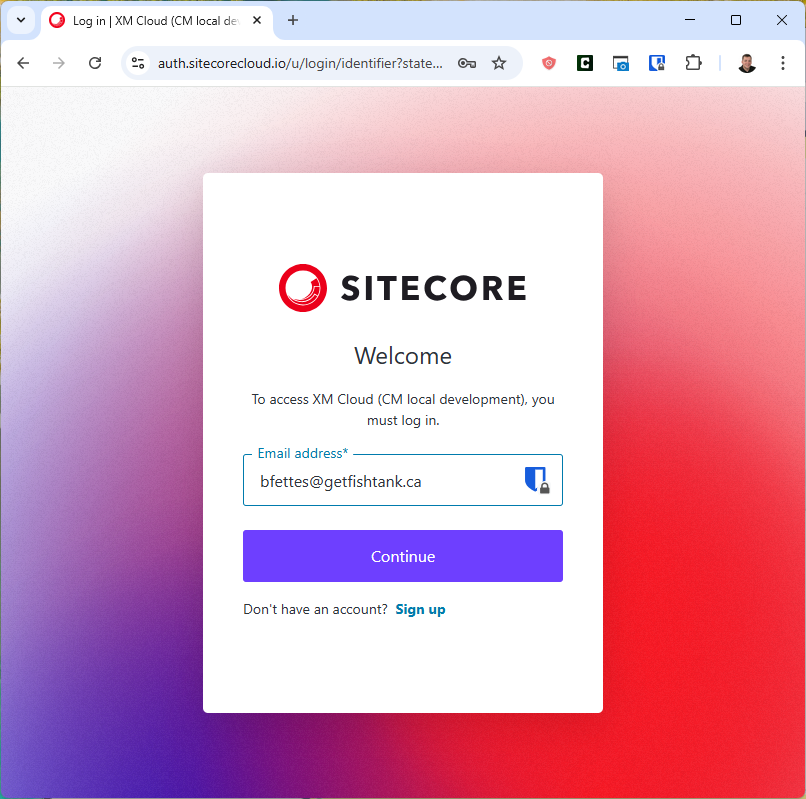 Sitecore XM Cloud login screen