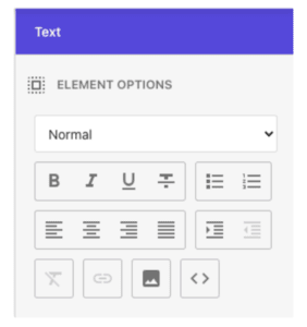 Sidebar text formatting toolbar with options for style, alignment, and media.