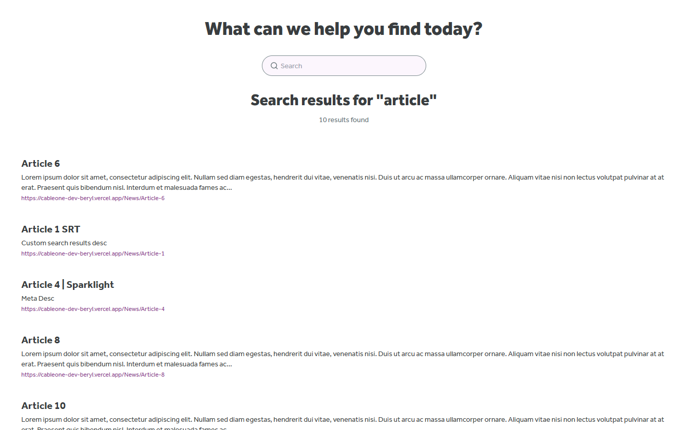 Duplicate view of the search results page showing boosted Article 6 at the top.
