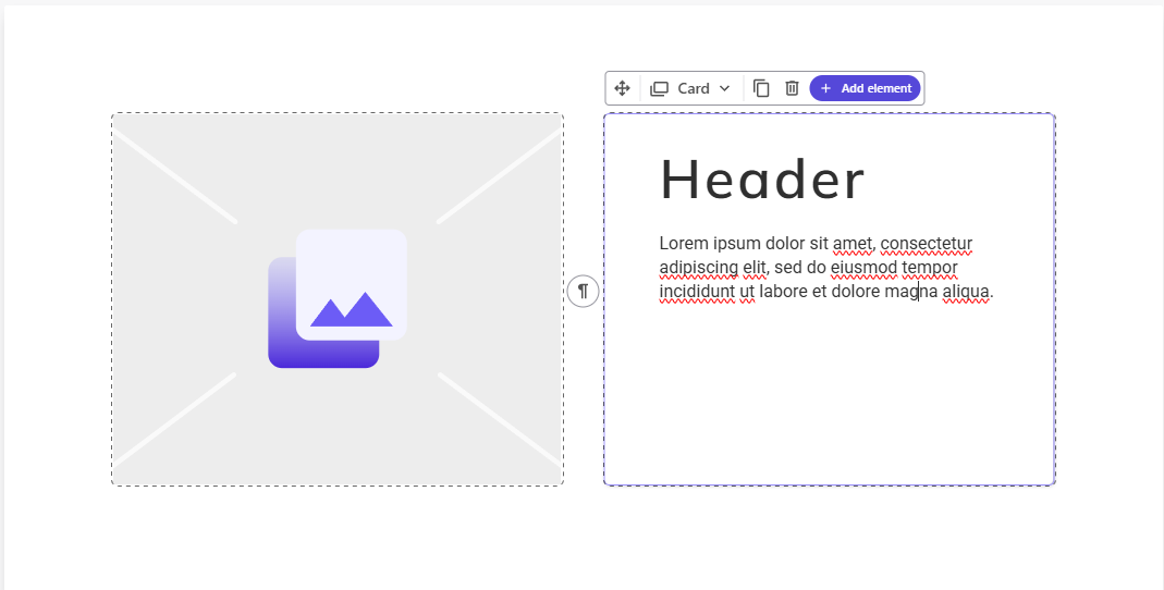 Two-column Sitecore XM Cloud FEaaS component featuring an image on the left and text with header and paragraph on the right