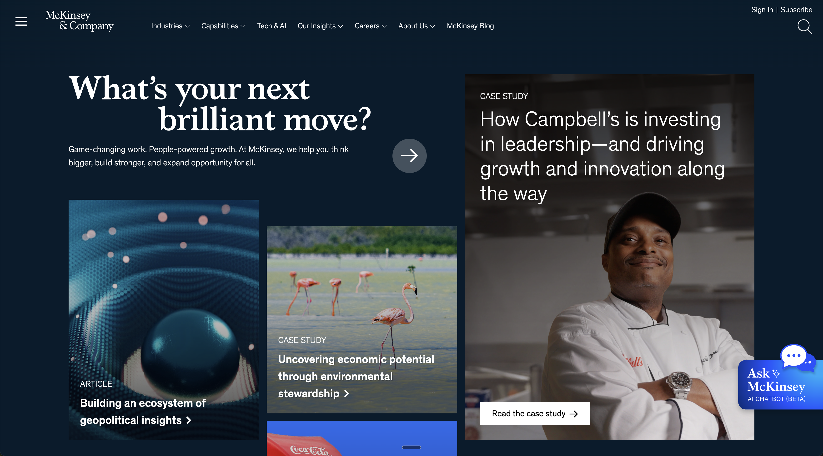 McKinsey homepage screenshot March 2026