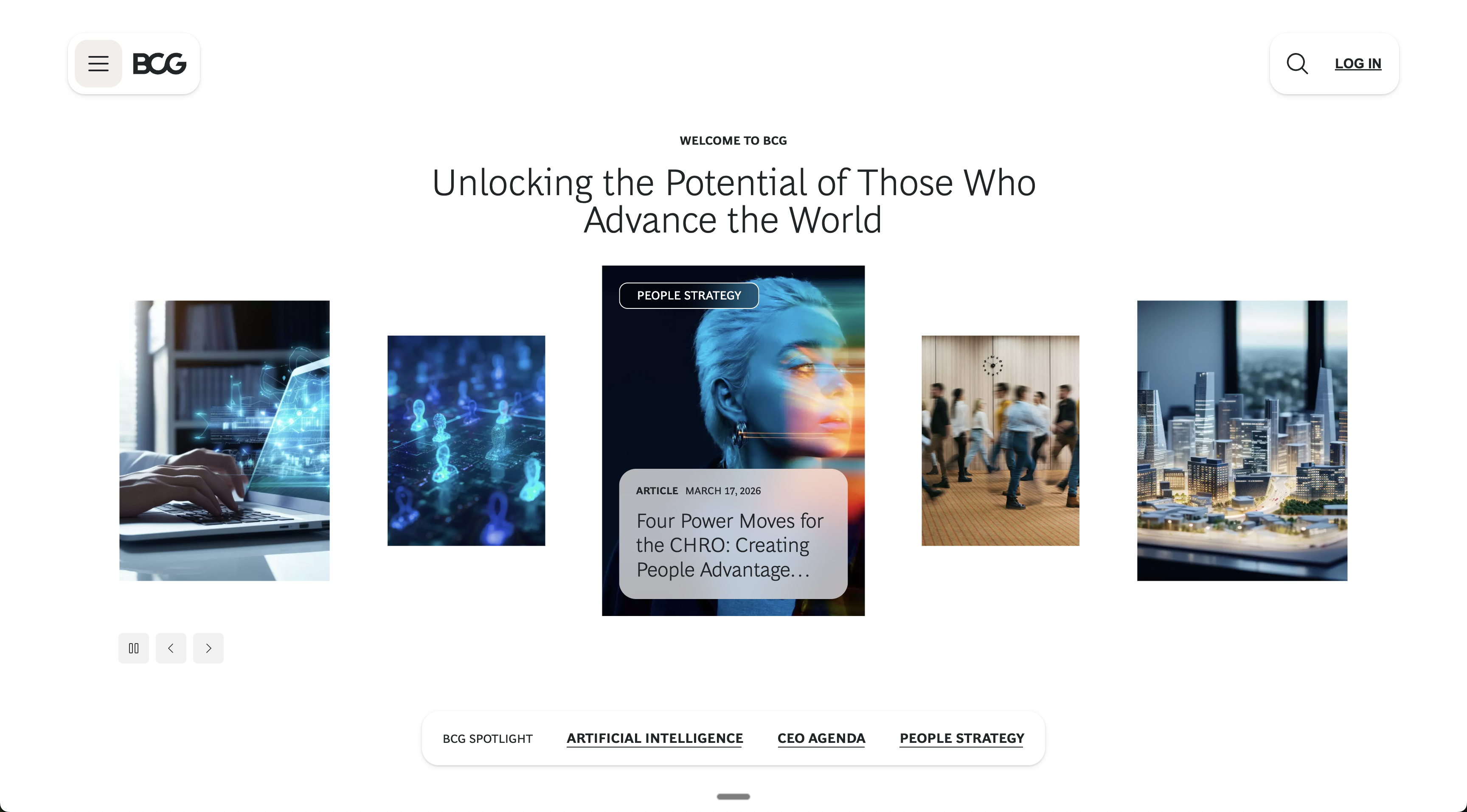 BCG homepage screenshot March 2026