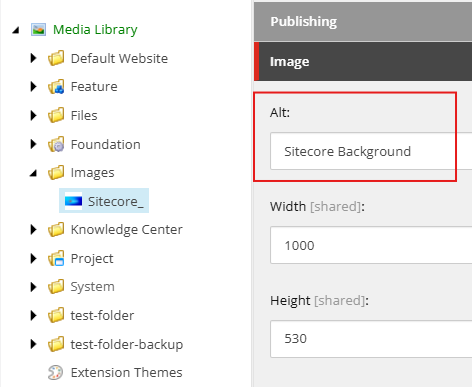 Alt text field in the Sitecore Media Library