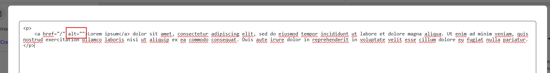 Source code view in the Sitecore Rich Text Editor