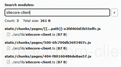 Bundle analyzer client treemap showing sitecore-client in a browser chunk